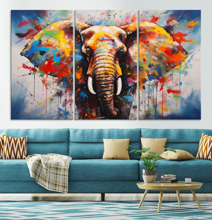 Multi Panel Elephant Print Large Canvas Wall Art Print Framed Piece Wall Art