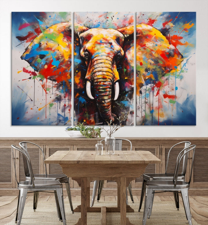 Multi Panel Elephant Print Large Canvas Wall Art Print Framed Piece Wall Art