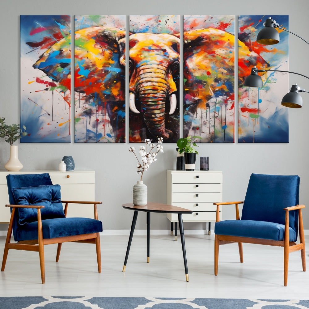 Multi Panel Elephant Print Large Canvas Wall Art Print Framed Piece Wall Art