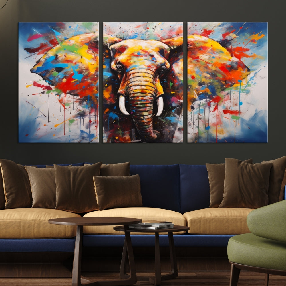 Multi Panel Elephant Print Large Canvas Wall Art Print Framed Piece Wall Art