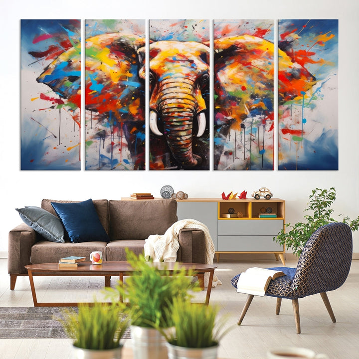 Multi Panel Elephant Print Large Canvas Wall Art Print Framed Piece Wall Art