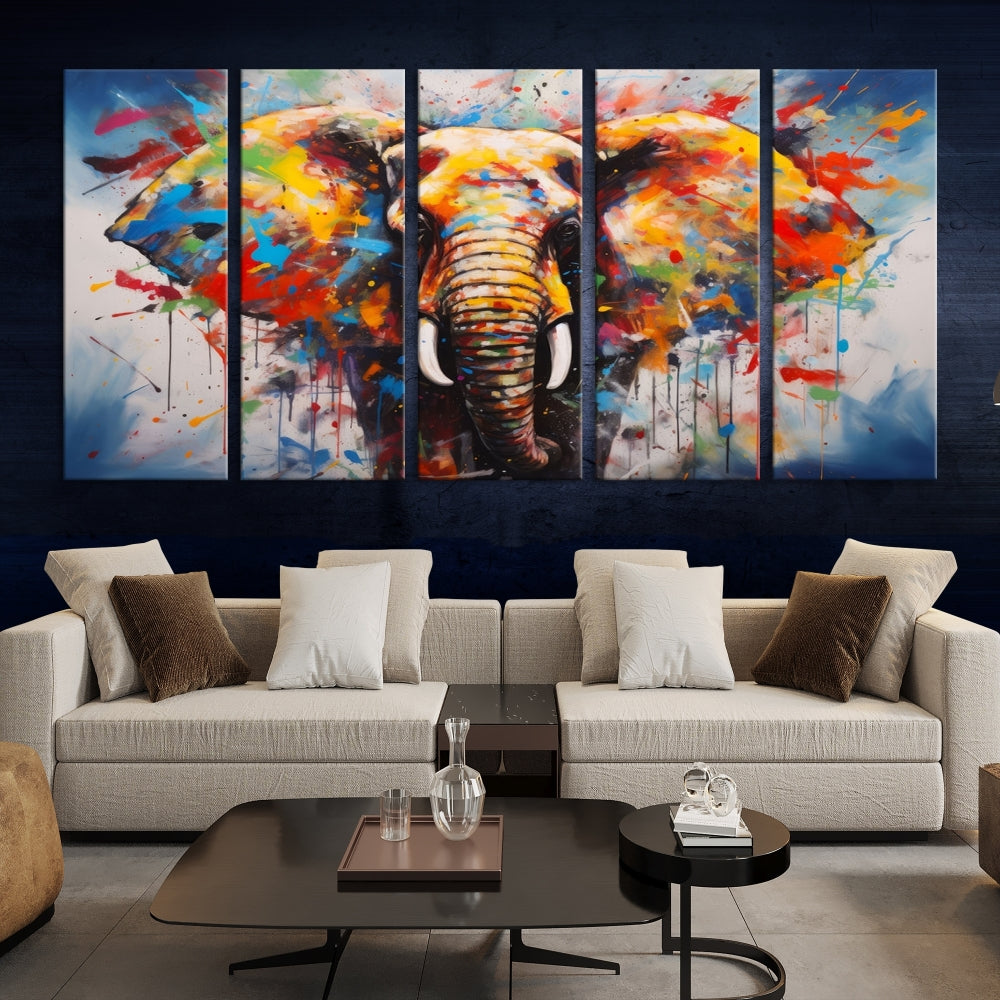 Multi Panel Elephant Print Large Canvas Wall Art Print Framed Piece Wall Art