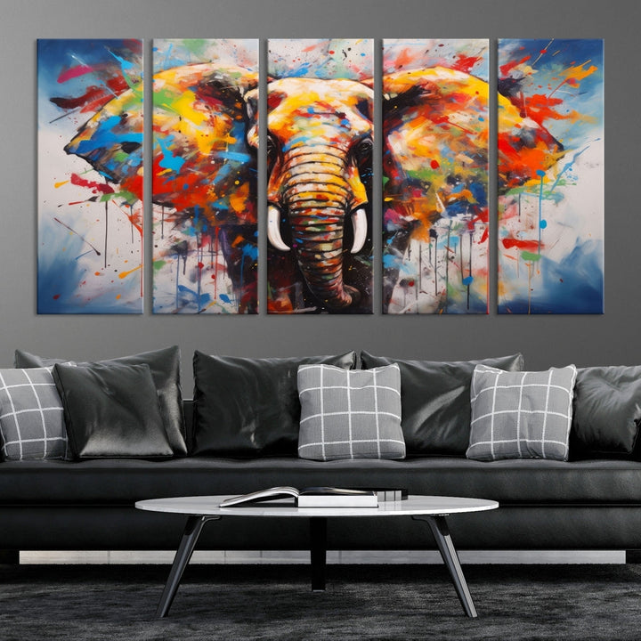 Multi Panel Elephant Print Large Canvas Wall Art Print Framed Piece Wall Art