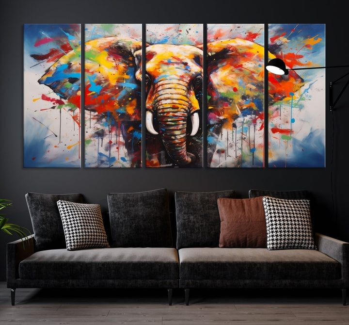 Multi Panel Elephant Print Large Canvas Wall Art Print Framed Piece Wall Art