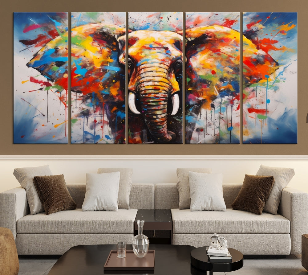 Multi Panel Elephant Print Large Canvas Wall Art Print Framed Piece Wall Art