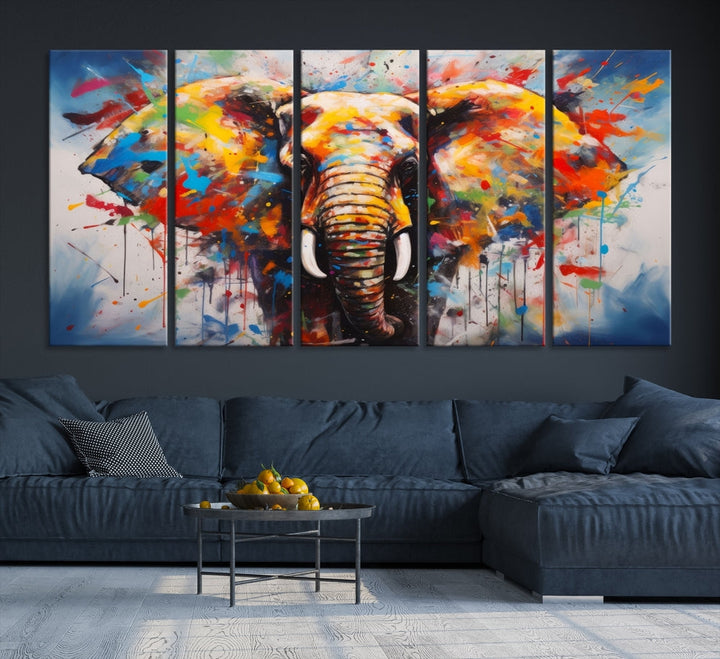 Multi Panel Elephant Print Large Canvas Wall Art Print Framed Piece Wall Art