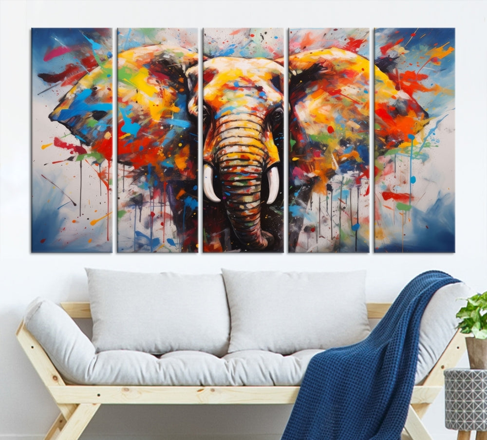 Multi Panel Elephant Print Large Canvas Wall Art Print Framed Piece Wall Art