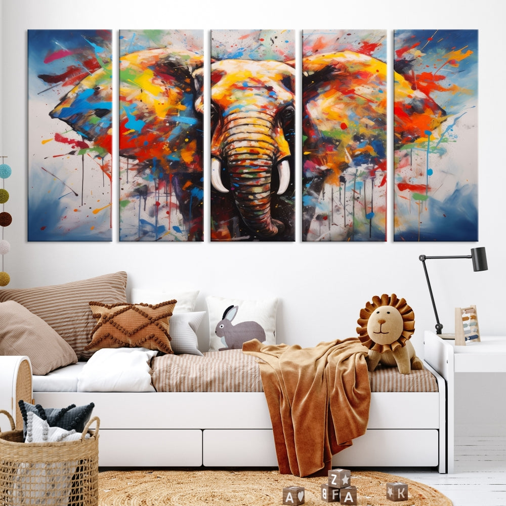 Multi Panel Elephant Print Large Canvas Wall Art Print Framed Piece Wall Art