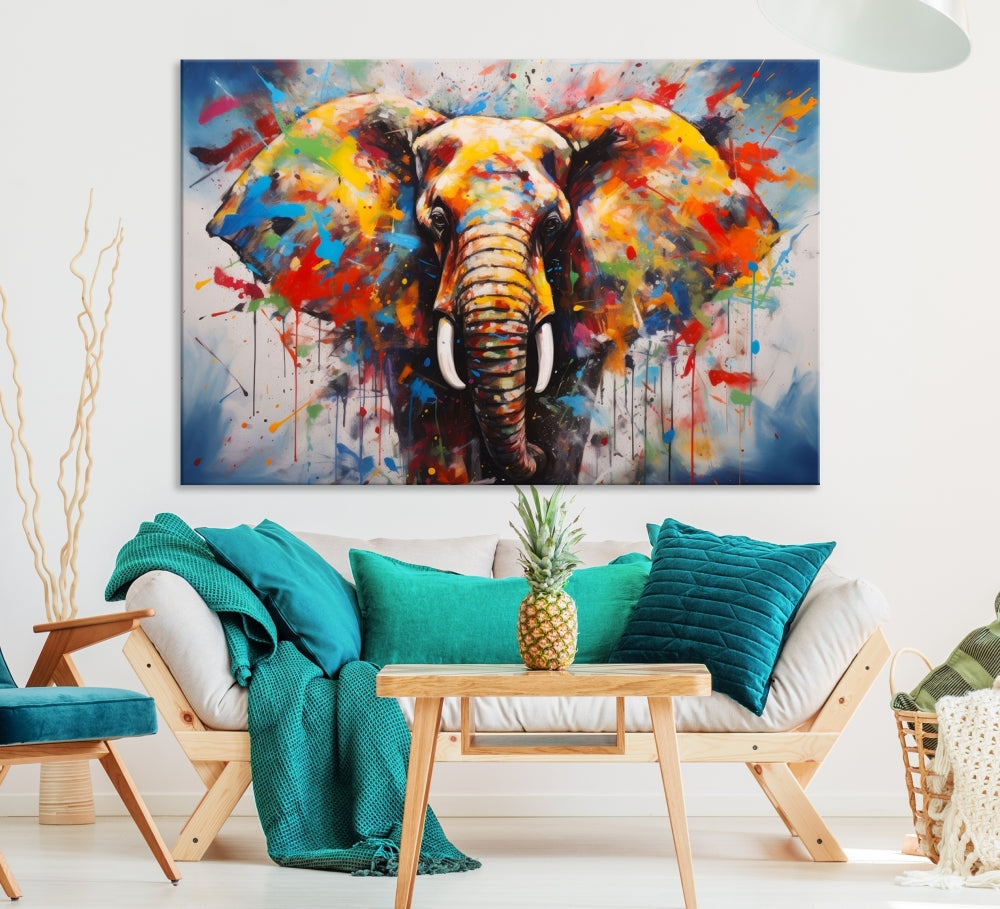 Multi Panel Elephant Print Large Canvas Wall Art Print Framed Piece Wall Art