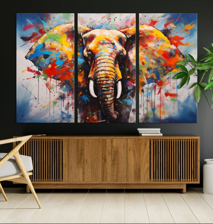 Multi Panel Elephant Print Large Canvas Wall Art Print Framed Piece Wall Art