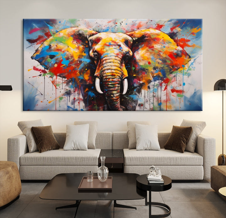 Multi Panel Elephant Print Large Canvas Wall Art Print Framed Piece Wall Art