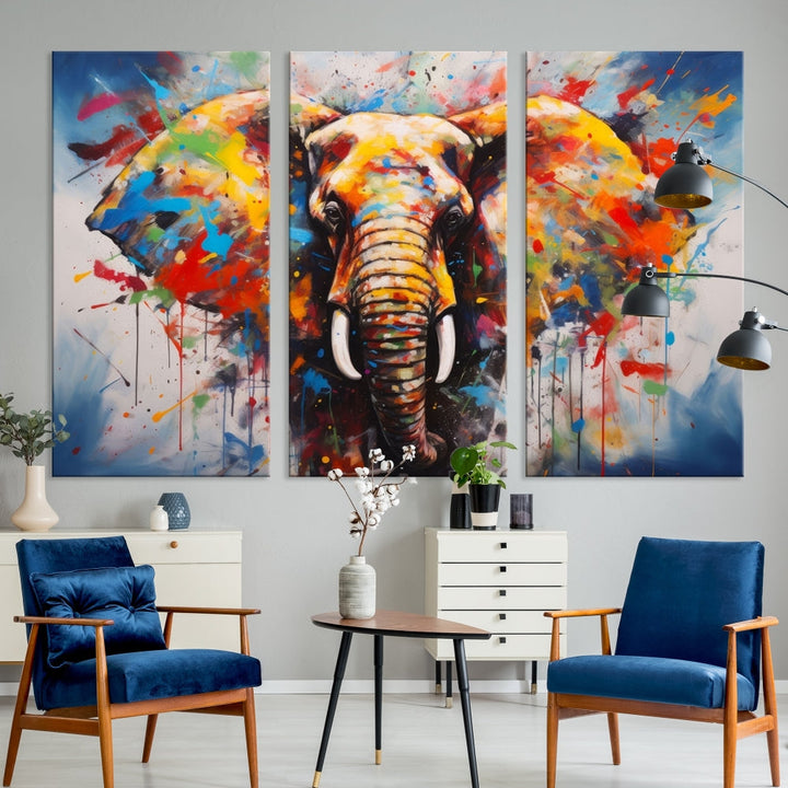 Multi Panel Elephant Print Large Canvas Wall Art Print Framed Piece Wall Art