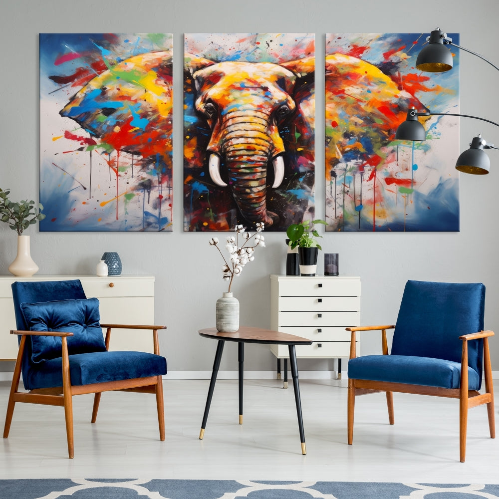 Multi Panel Elephant Print Large Canvas Wall Art Print Framed Piece Wall Art