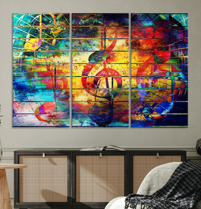 Music Left Switch Abstract Clef Framed Canvas Wall Art Giclee Print