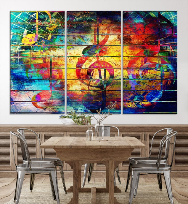 Music Left Switch Abstract Clef Framed Canvas Wall Art Giclee Print