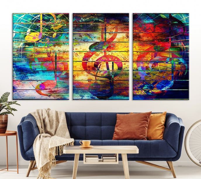 Music Left Switch Abstract Clef Framed Canvas Wall Art Giclee Print