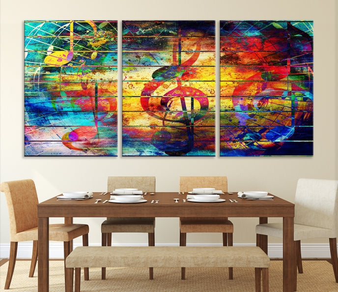 Music Left Switch Abstract Clef Framed Canvas Wall Art Giclee Print