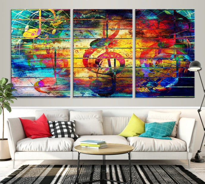 Music Left Switch Abstract Clef Framed Canvas Wall Art Giclee Print