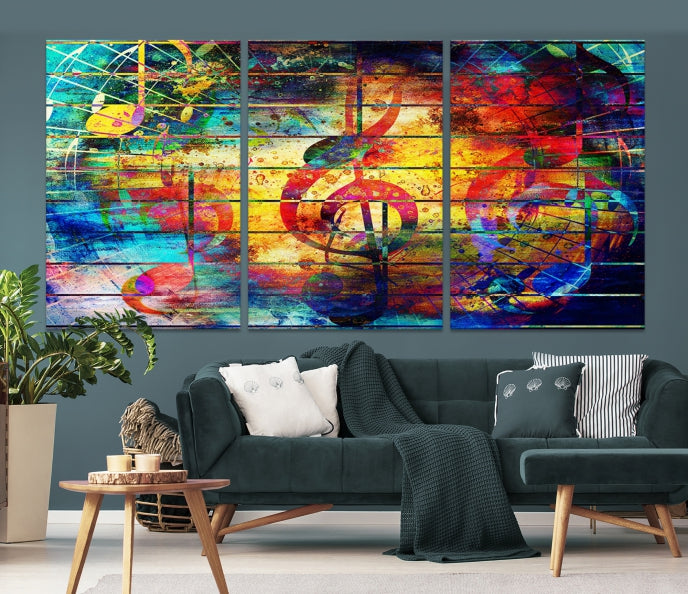 Music Left Switch Abstract Clef Framed Canvas Wall Art Giclee Print