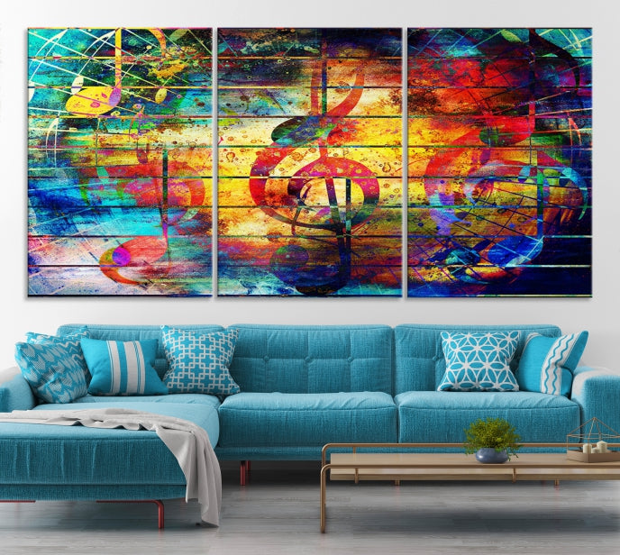 Music Left Switch Abstract Clef Framed Canvas Wall Art Giclee Print