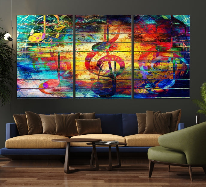 Music Left Switch Abstract Clef Framed Canvas Wall Art Giclee Print