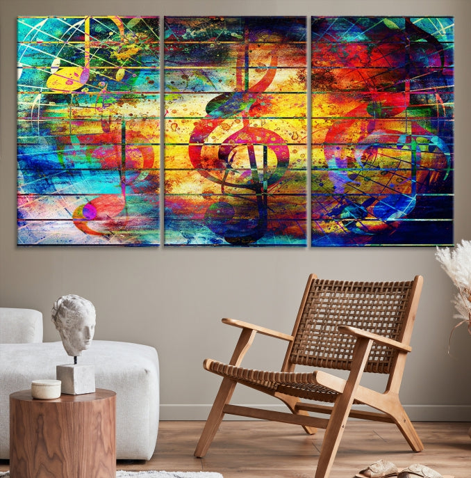 Music Left Switch Abstract Clef Framed Canvas Wall Art Giclee Print