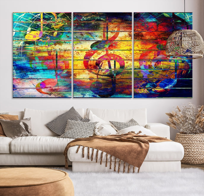 Music Left Switch Abstract Clef Framed Canvas Wall Art Giclee Print