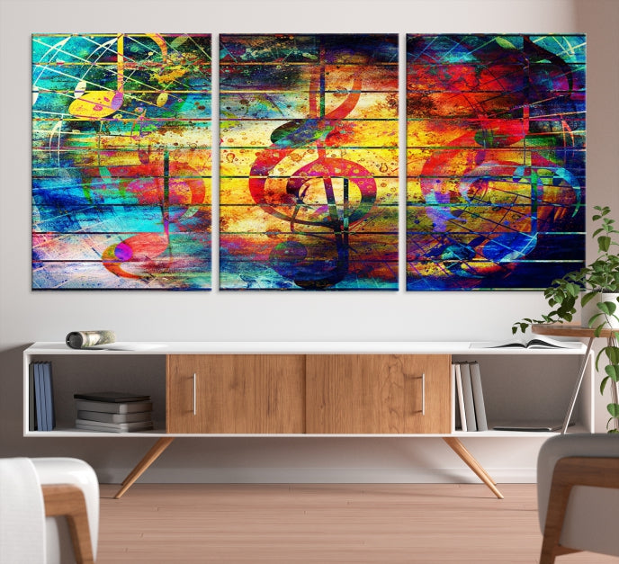 Music Left Switch Abstract Clef Framed Canvas Wall Art Giclee Print