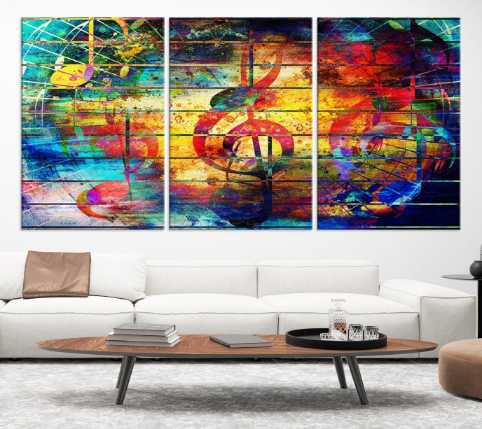 Music Left Switch Abstract Clef Framed Canvas Wall Art Giclee Print