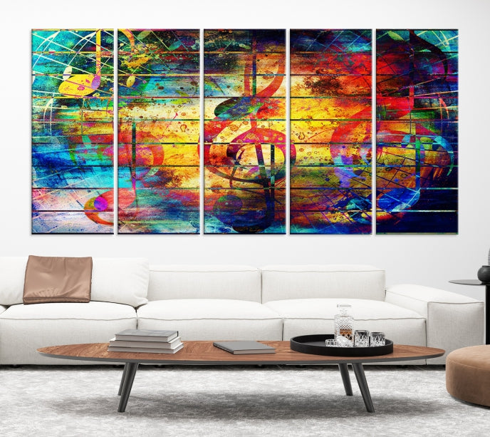 Music Left Switch Abstract Clef Framed Canvas Wall Art Giclee Print