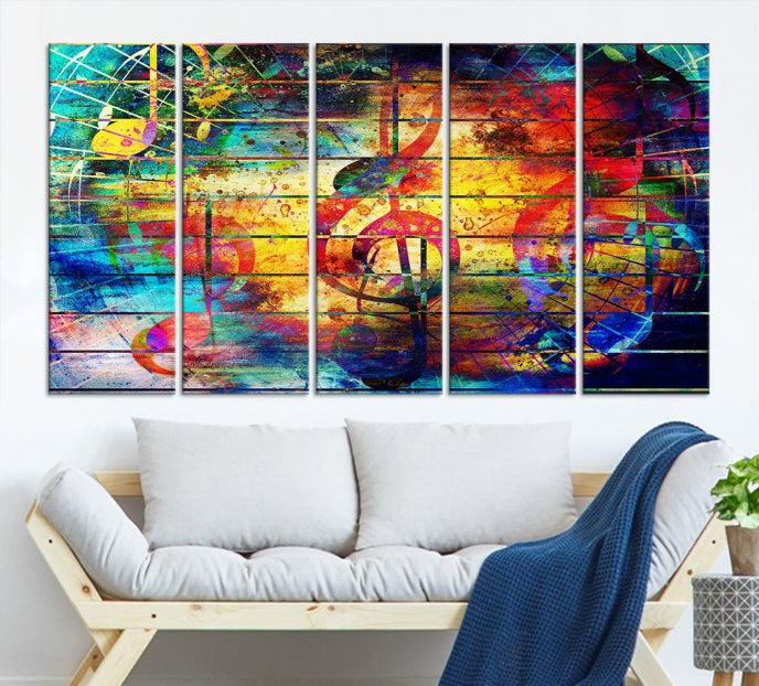 Music Left Switch Abstract Clef Framed Canvas Wall Art Giclee Print