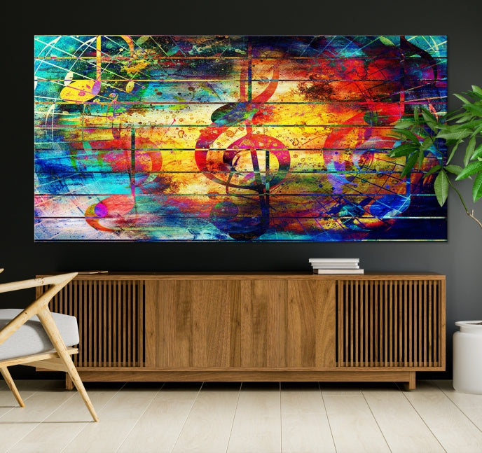 Music Left Switch Abstract Clef Framed Canvas Wall Art Giclee Print