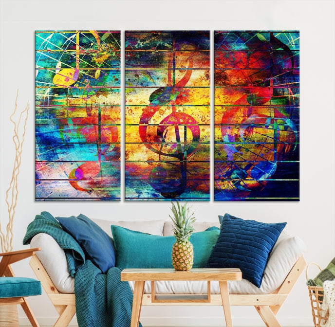 Music Left Switch Abstract Clef Framed Canvas Wall Art Giclee Print