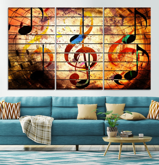 Music Note Treble Clef Abstract Large Wall Art Canvas Print