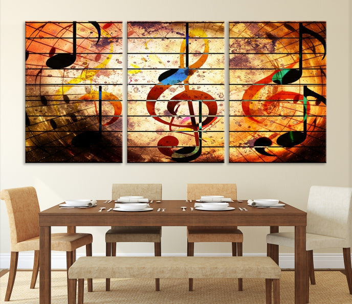 Music Note Treble Clef Abstract Large Wall Art Canvas Print