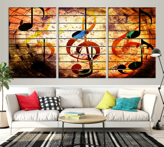 Music Note Treble Clef Abstract Large Wall Art Canvas Print