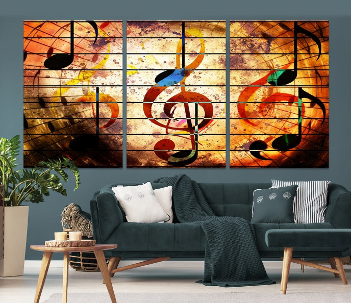 Music Note Treble Clef Abstract Large Wall Art Canvas Print