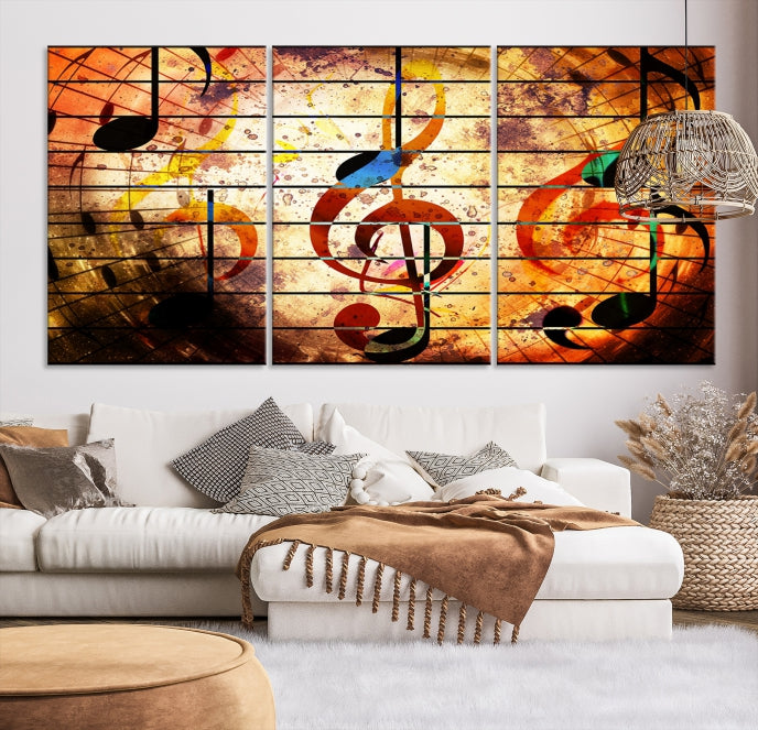 Music Note Treble Clef Abstract Large Wall Art Canvas Print