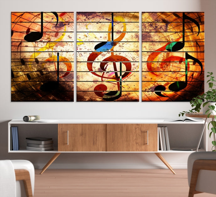 Music Note Treble Clef Abstract Large Wall Art Canvas Print