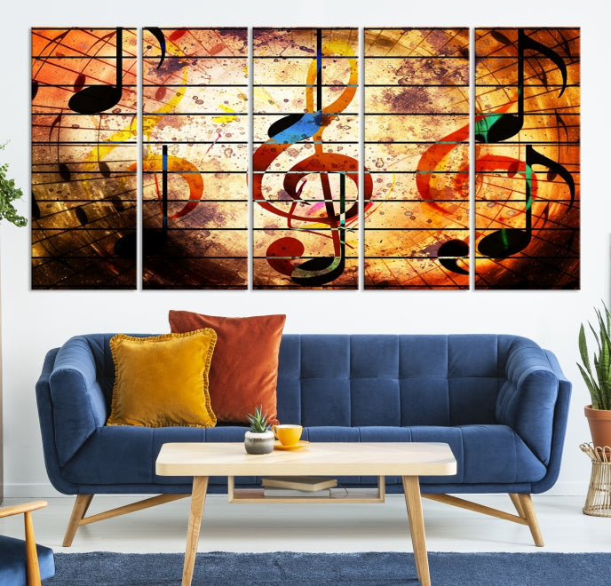 Music Note Treble Clef Abstract Large Wall Art Canvas Print