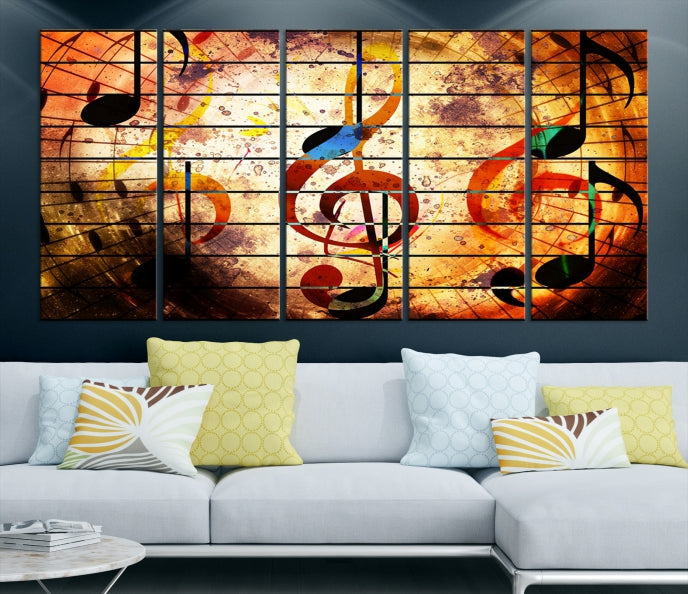 Music Note Treble Clef Abstract Large Wall Art Canvas Print