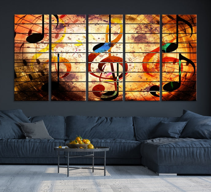 Music Note Treble Clef Abstract Large Wall Art Canvas Print