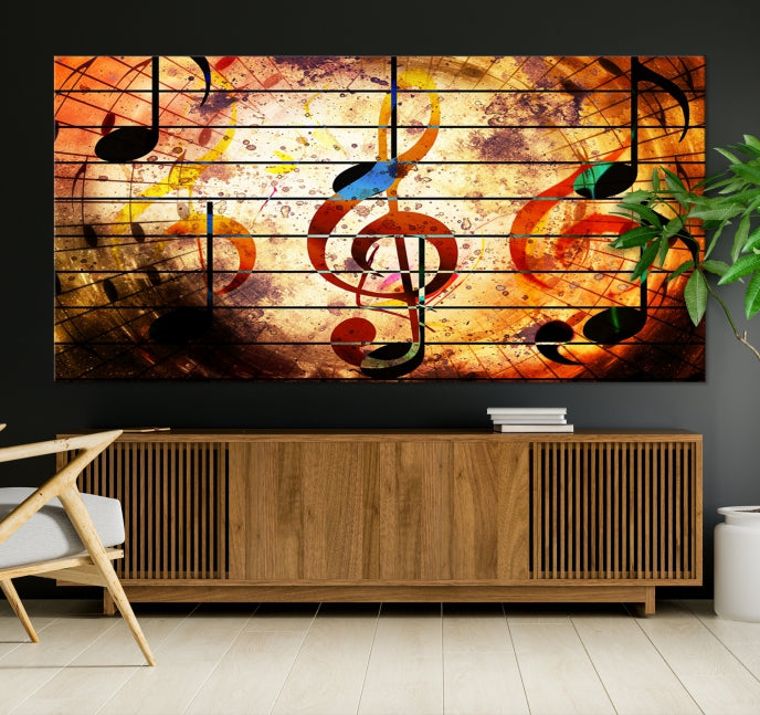 Music Note Treble Clef Abstract Large Wall Art Canvas Print