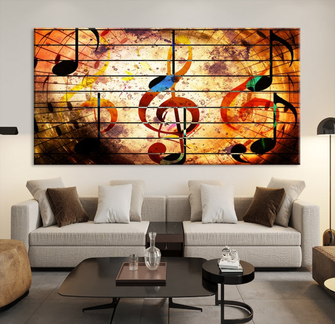 Music Note Treble Clef Abstract Large Wall Art Canvas Print