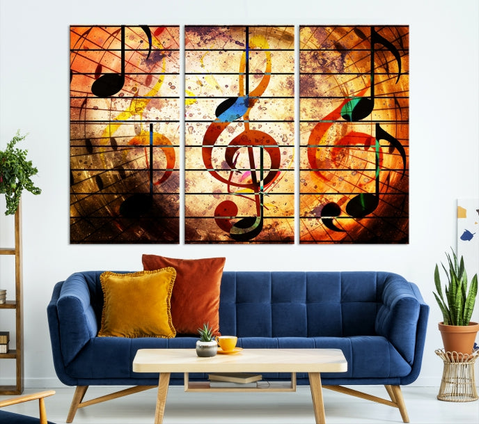 Music Note Treble Clef Abstract Large Wall Art Canvas Print