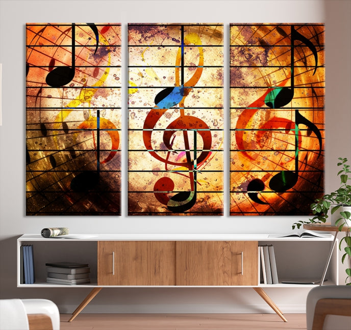 Music Note Treble Clef Abstract Large Wall Art Canvas Print