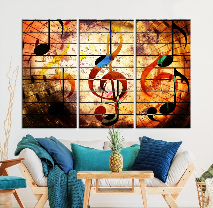 Music Note Treble Clef Abstract Large Wall Art Canvas Print