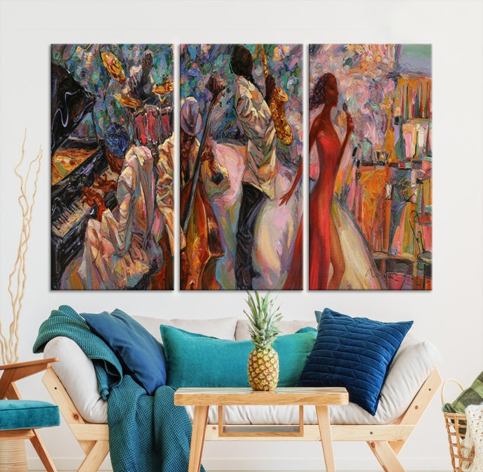 Musician Women and Jazz Orchestra African American Wall Art Canvas Print