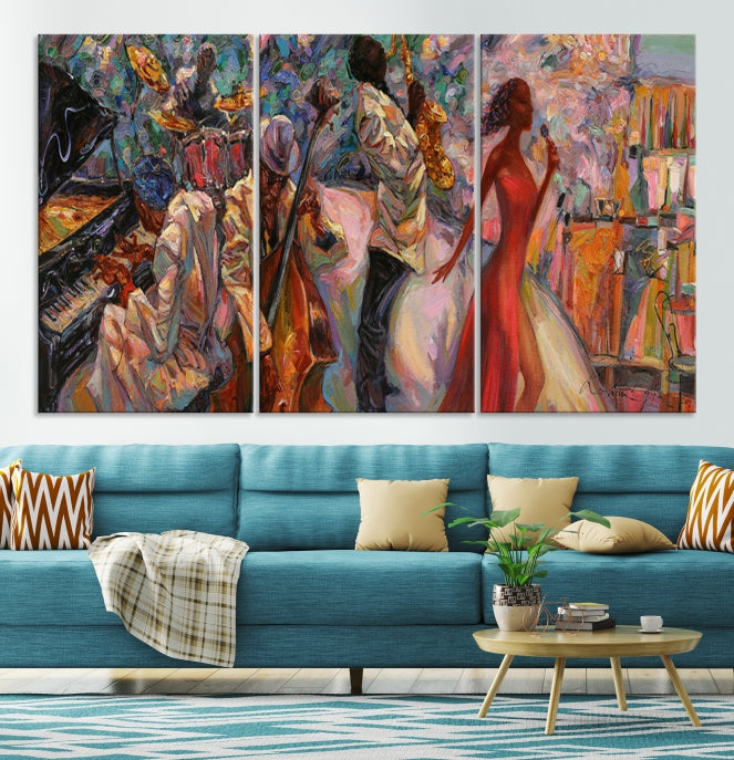 Musician Women and Jazz Orchestra African American Wall Art Canvas Print