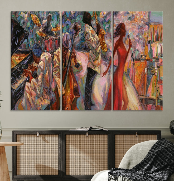 Musician Women and Jazz Orchestra African American Wall Art Canvas Print